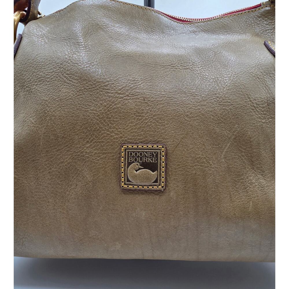 Dooney & Bourke Florentine Medium Zip Hobo Olive Leather Shoulder Bag Tassel